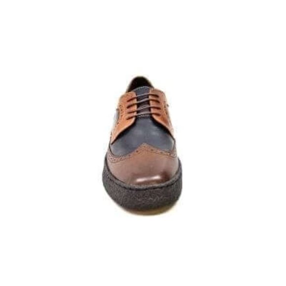 British Walkers Wingtip Men's 3 Tone Navy, Brown and Tan Leather Oxfords - Picture 2 of 8